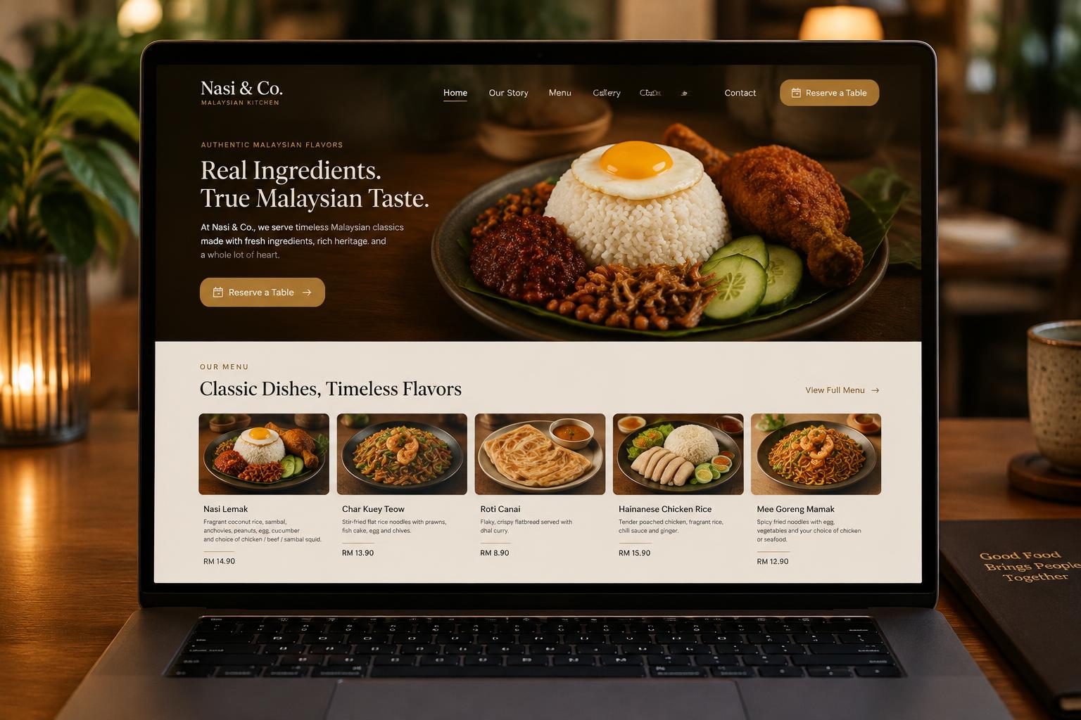 Botan Dining & Bar restaurant website concept with a full menu and table reservations